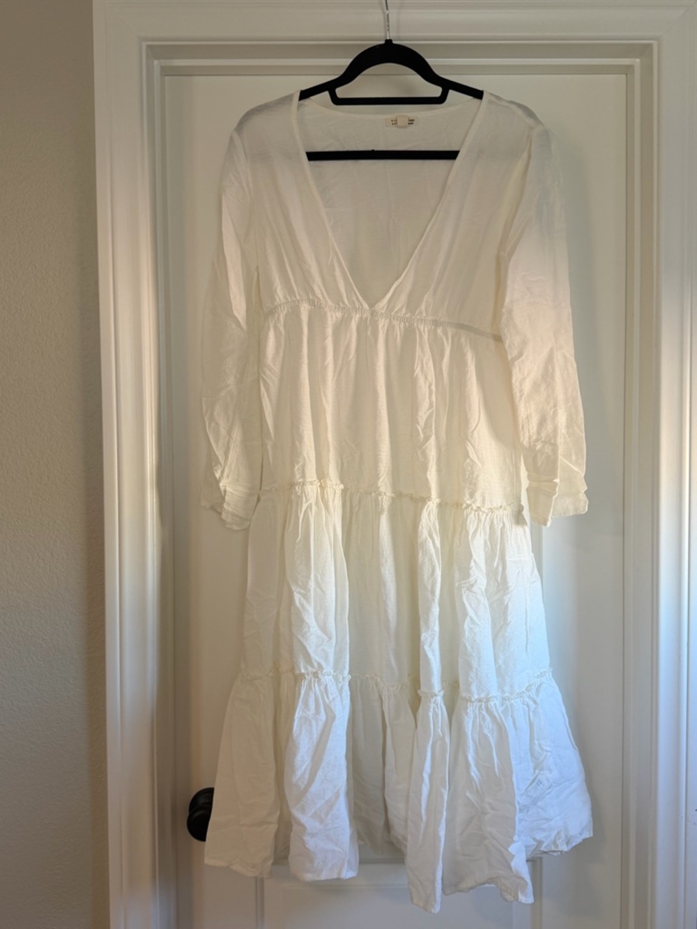Billabong White Tiered V-Neck Swim Coverup